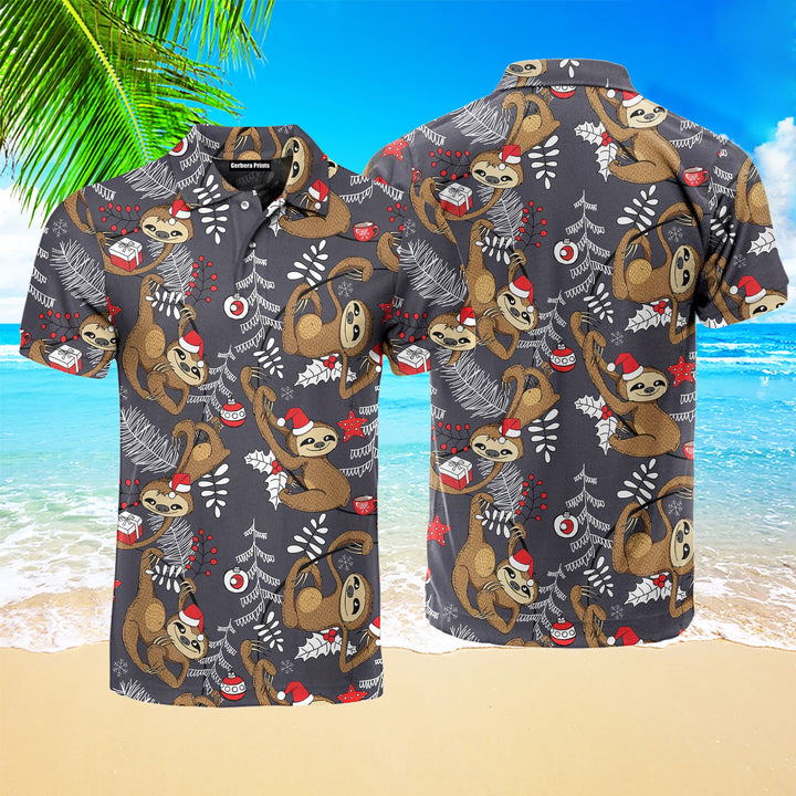 Christmas Lazy Sloths Polo Shirt For Men