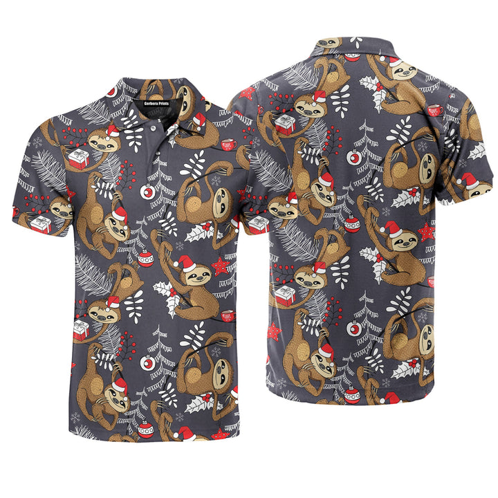 Christmas Lazy Sloths Polo Shirt For Men