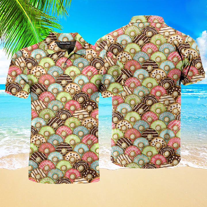 Donuts Pattern Polo Shirt For Men