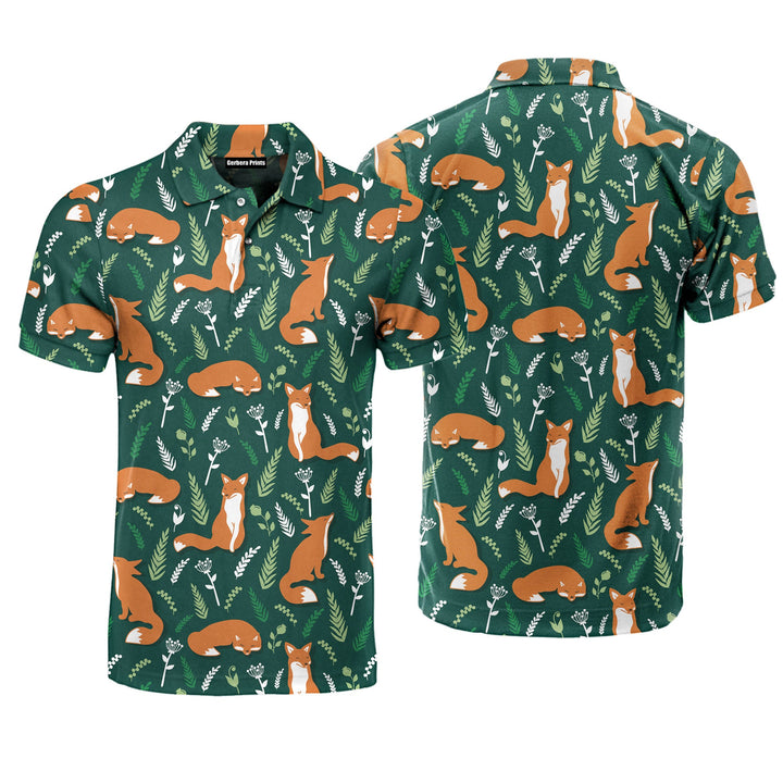 Foxes And Flowers Tropical Polo Shirt For Men