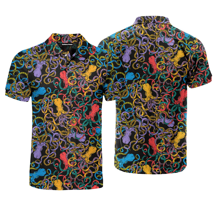 Neon Octopus Polo Shirt For Men