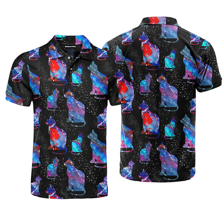 Cat In The Galaxy Polo Shirt For Men