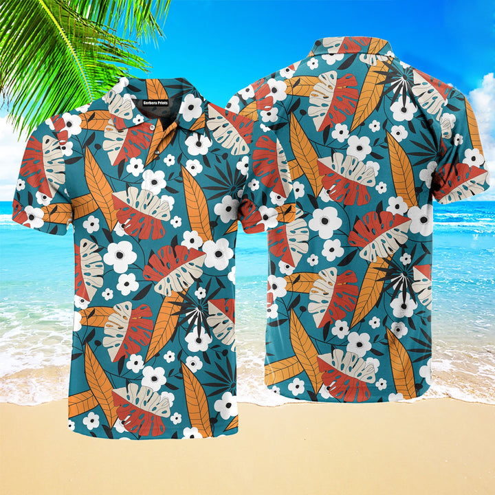 Colorful Tropical Floral Polo Shirt For Men