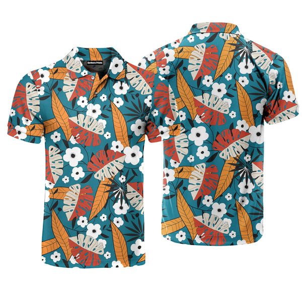 Colorful Tropical Floral Polo Shirt For Men