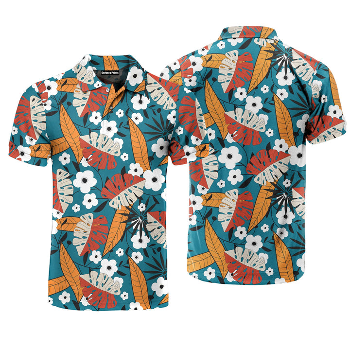 Colorful Tropical Floral Polo Shirt For Men