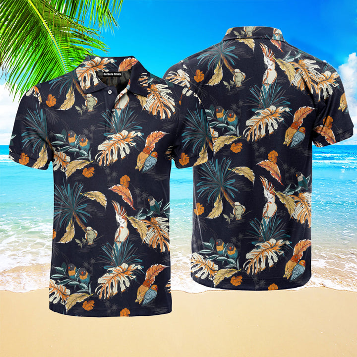 Tropical With Exotic Parrot Birds Polo Shirt For Men