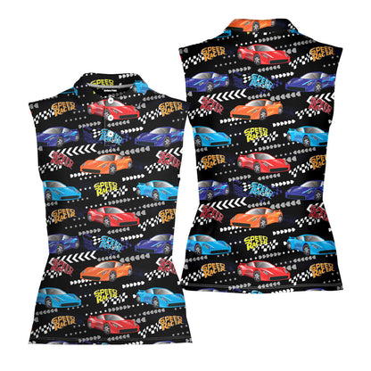 Vintage Car Racing Motorshow - Ladies Sleeveless Golf Polo Shirt