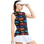 Vintage Car Racing Motorshow-Women Sleeveless Polo Shirt-Gerbera Prints