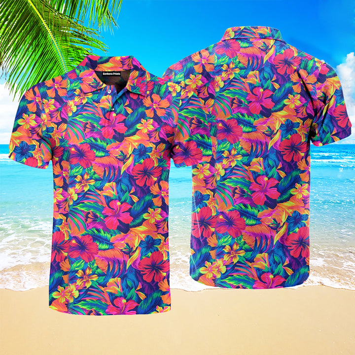 Tahitian Floral Polo Shirt For Men