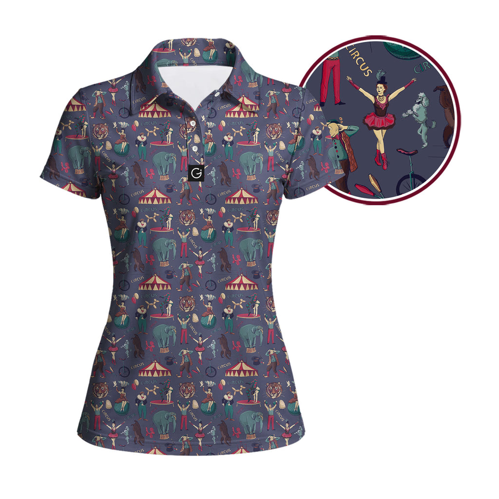 Amazing Circus Funny Golf Polo for Women - Detail Close-up