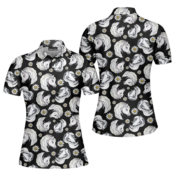 Kentucky Derby Daisy Horse Polo Shirt For Women