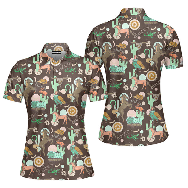 Kentucky Derby Country Horse Cowboy Polo Shirt For Women
