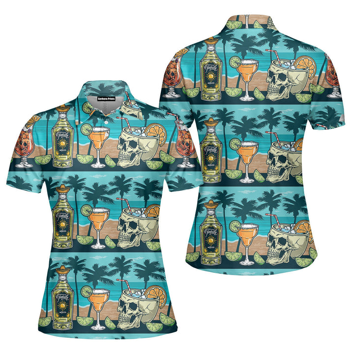 Cinco De Mayo Tequila Beach Bar Colorful Cocktails With Ice Polo Shirt For Women