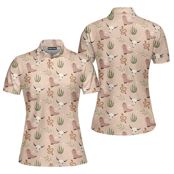 Bull Snake Boot Grass Pink Polo Shirt For Women