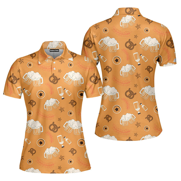 Oktoberfest Gift for Beer Lovers Festival Lovers Beer Pretzels Polo Shirt For Women