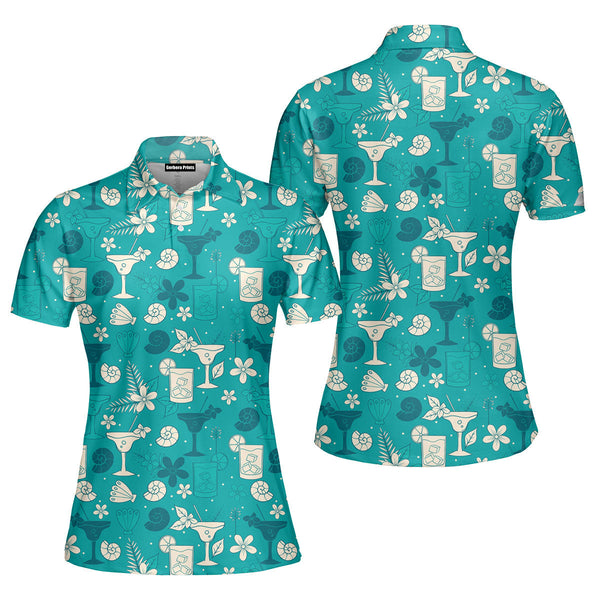 Margarita Gift for Drinking Lovers, Drinkers Tropical Blue Cocktails Margarita Polo Shirt For Women