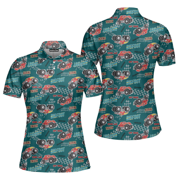 Monster Truck Gift for Car Lovers Off Road Truck Polo Shirt For Women