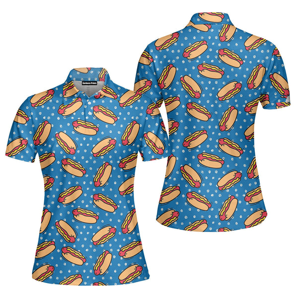 Retro Hot Dog National Hot Dog Day Polo Shirt For Women