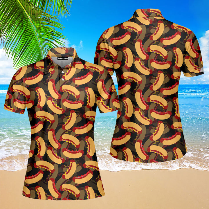 Hot Dogs Fast Food Lover National Hot Dog Day Polo Shirt For Women
