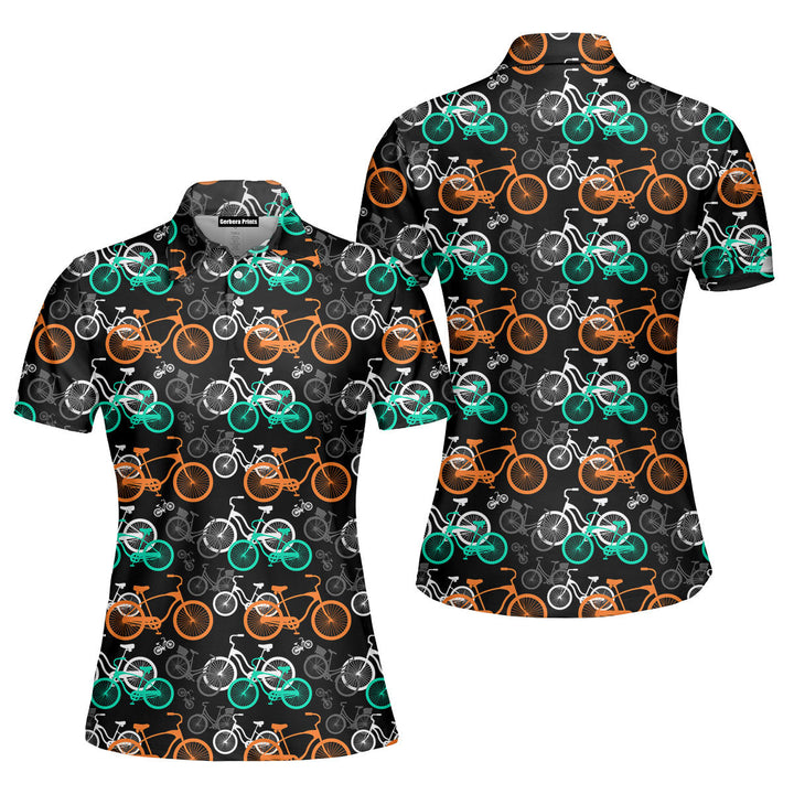 Bike Bicycle Pattern Colorful Polo Shirt For Women