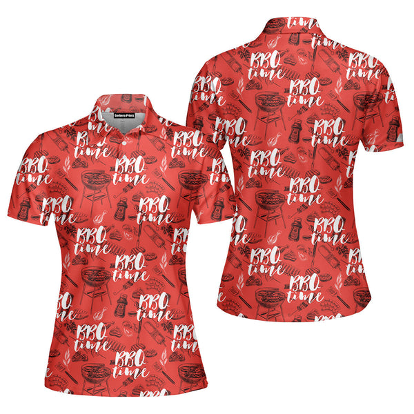 Grill And Barbecue National BBQ Day Red Polo Shirt For Women