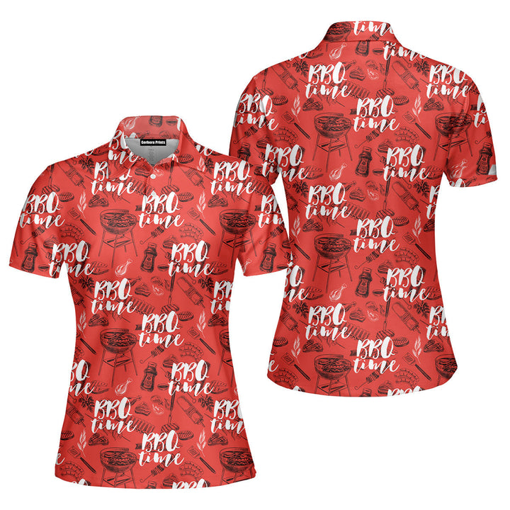Grill And Barbecue National BBQ Day Red Polo Shirt For Women