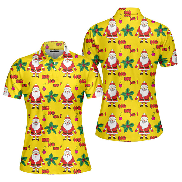 Yellow Christmas Let It Snow Polo Shirt For Women