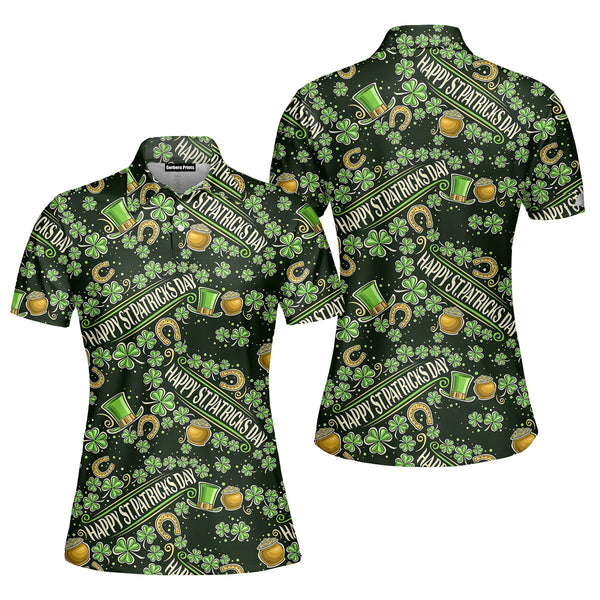 Happy St Patricks Day Lucky Polo Shirt For Women