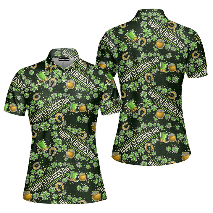 Happy St Patricks Day Lucky Polo Shirt For Women