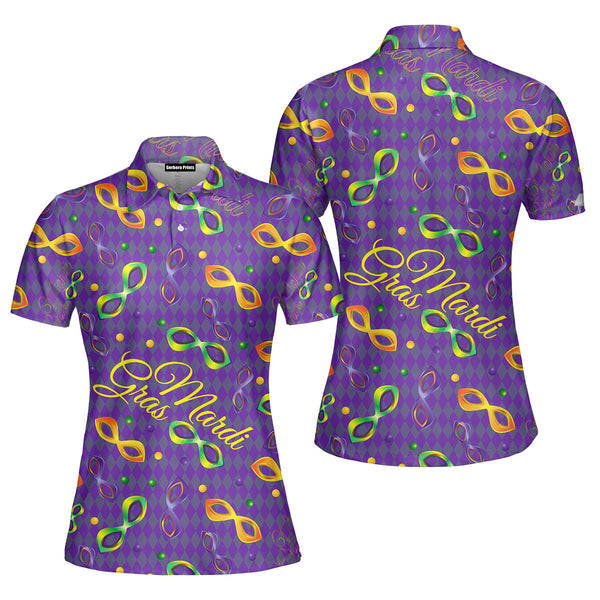 Purple Mardi Gras Polo Shirt For Women