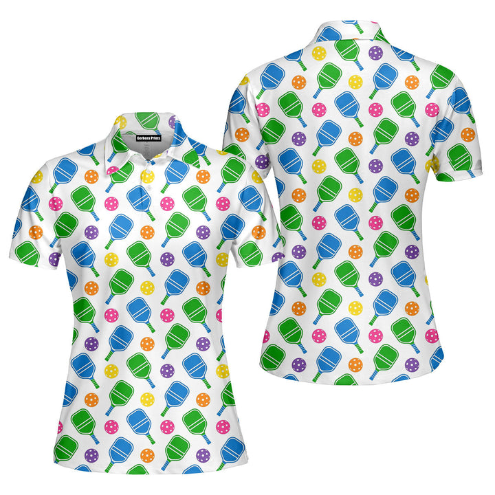 Pickleball Green And Blue Polo Shirt For Women