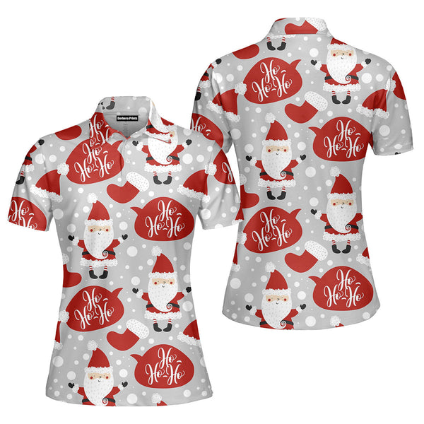 Ho's Santa Red Christmas Polo Shirt For Women