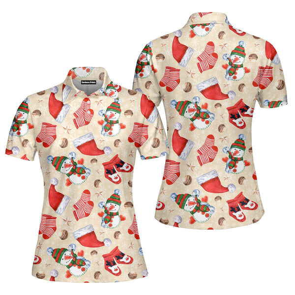 Snowman Christmas Is Coming Polo Shirt For Women