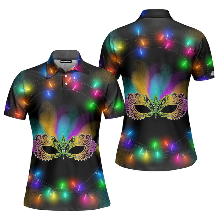 Carnival Mask Lightful Mardi Gras Polo Shirt For Women