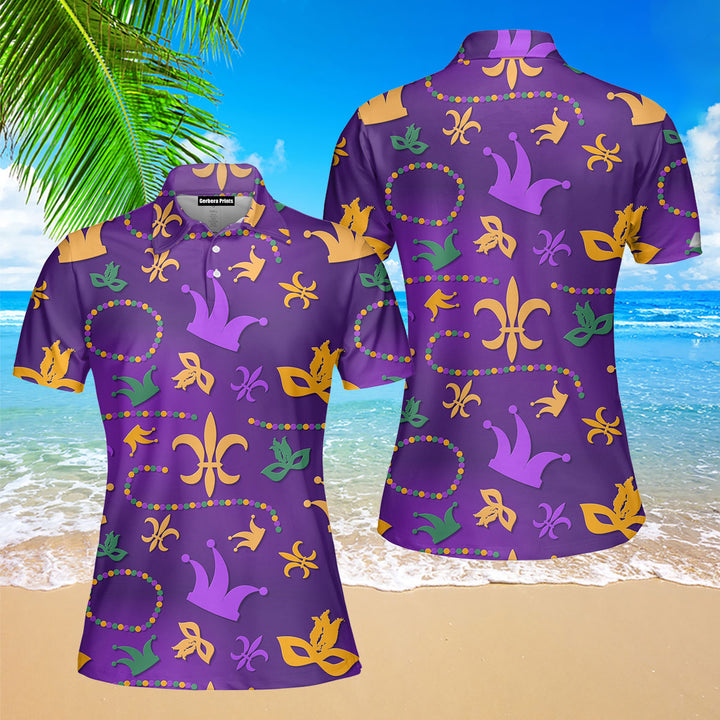 Happy Mardi Gras Polo Shirt For Women