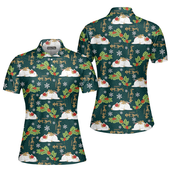 Happy Hoglidays Merry Pigmas Christmas Polo Shirt For Women