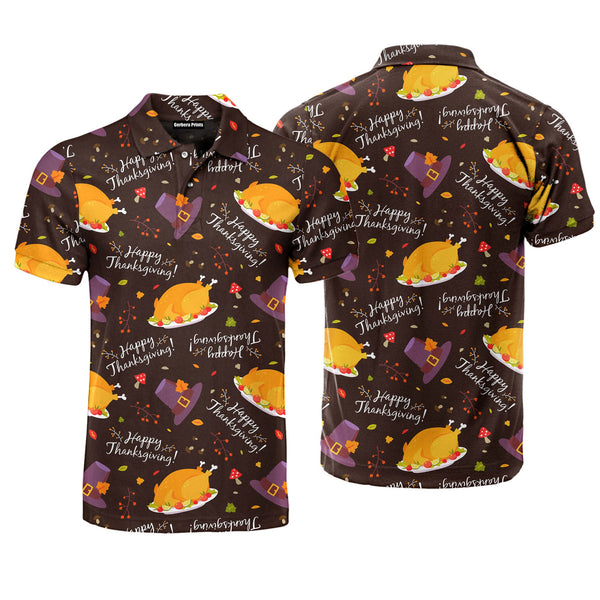 Happy Thanksgiving Dinner With Turkey Polo Shirt For Men