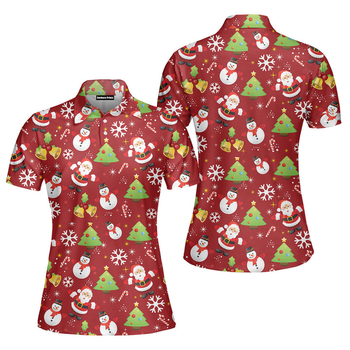 Stay Cool Snowman In Red Christmas Polo Shirt For Women