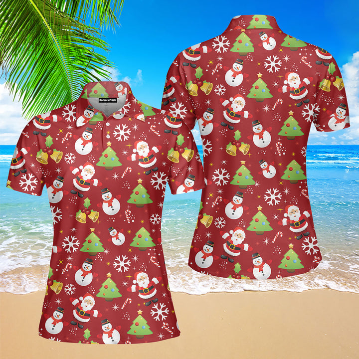 Stay Cool Snowman In Red Christmas Polo Shirt For Women