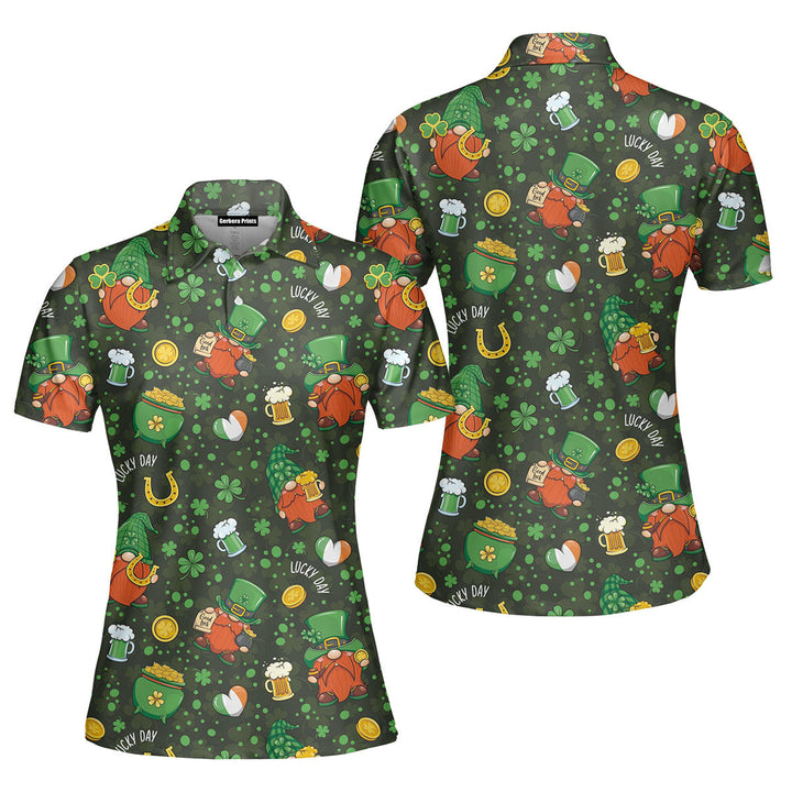 Gnome Leprechaun St Patricks Day Polo Shirt For Women