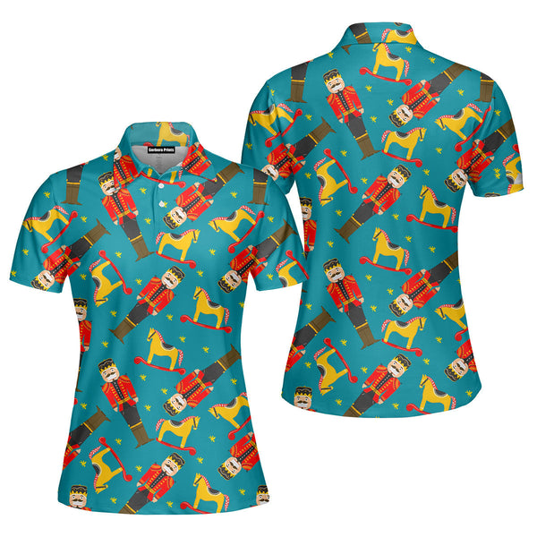 Christmas NutCracker Horse Toys Ride Polo Shirt For Women