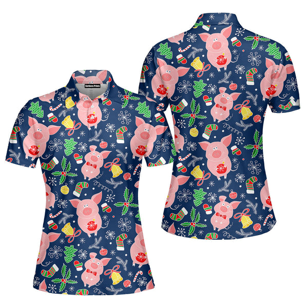 Merry Pigmas Christmas Polo Shirt For Women