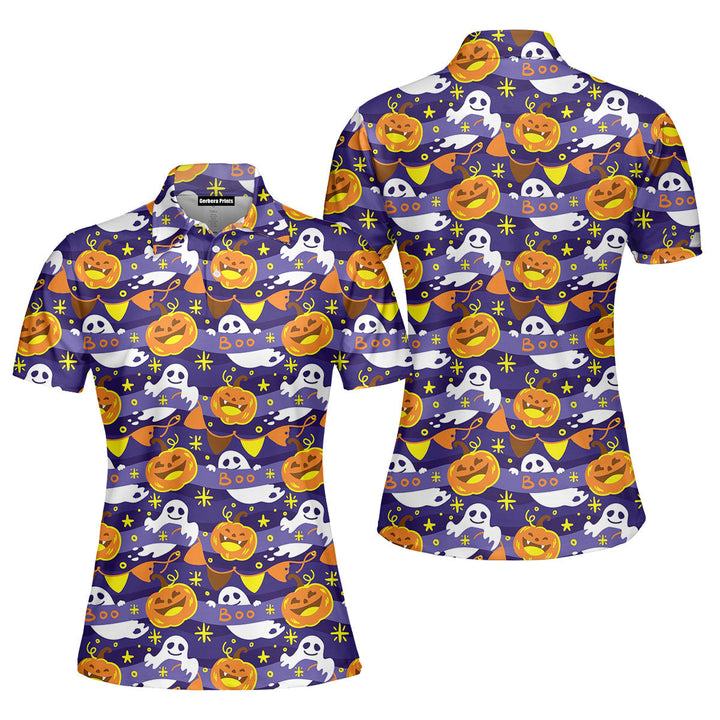 Halloween Pumkin Ghost Climbing Polo Shirt For Women