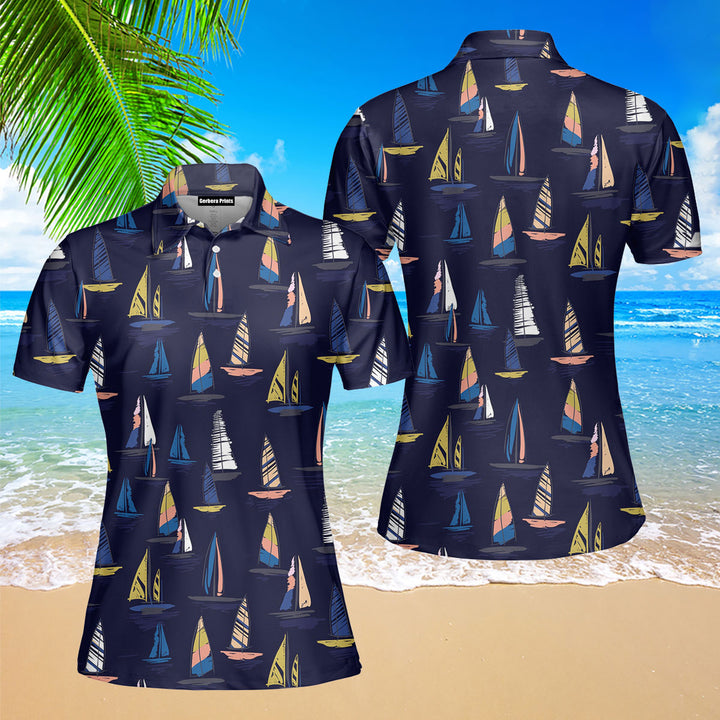 Sailboat On Beach Polo Shirt For Women