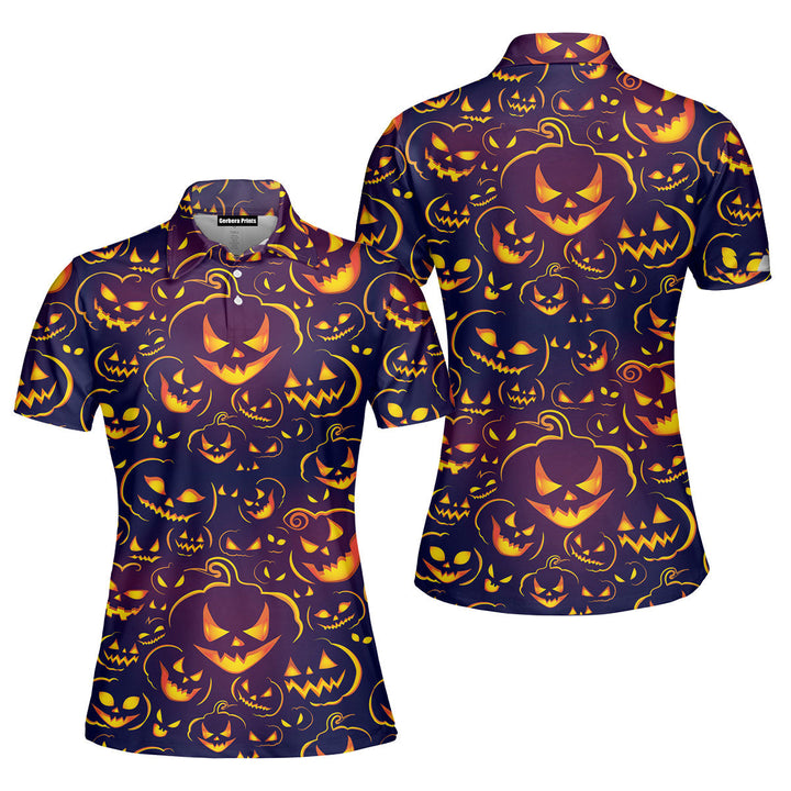 Halloween Scary Pumkin Ghost Polo Shirt For Women