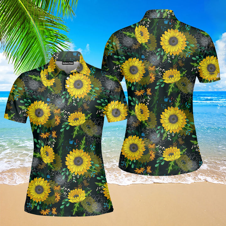 Sunflowers Polo Shirt For Women