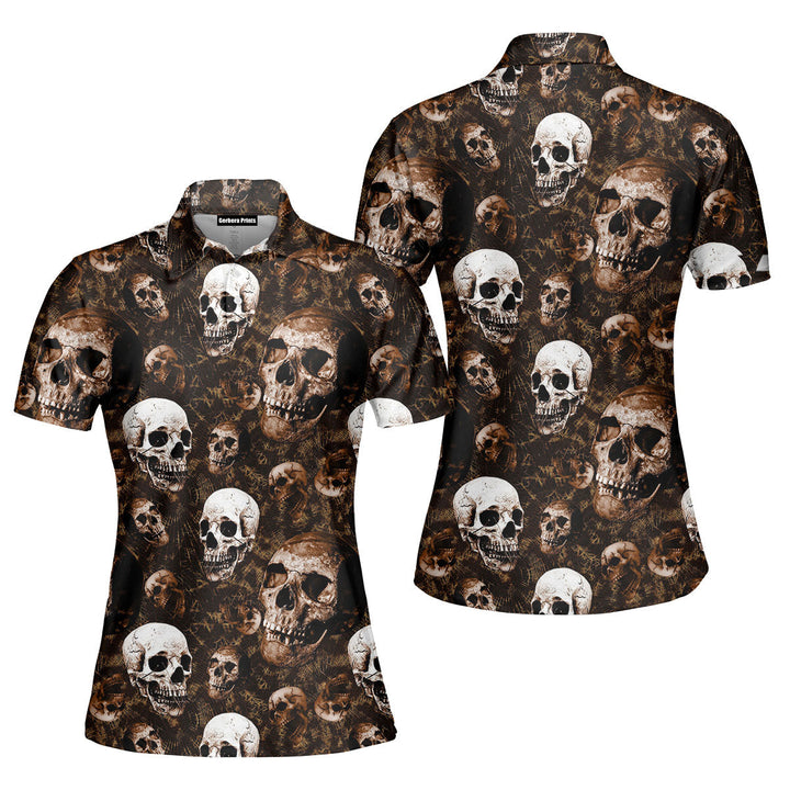 Skull Halloween Polo Shirt For Women