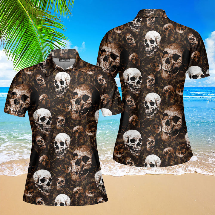 Skull Halloween Polo Shirt For Women