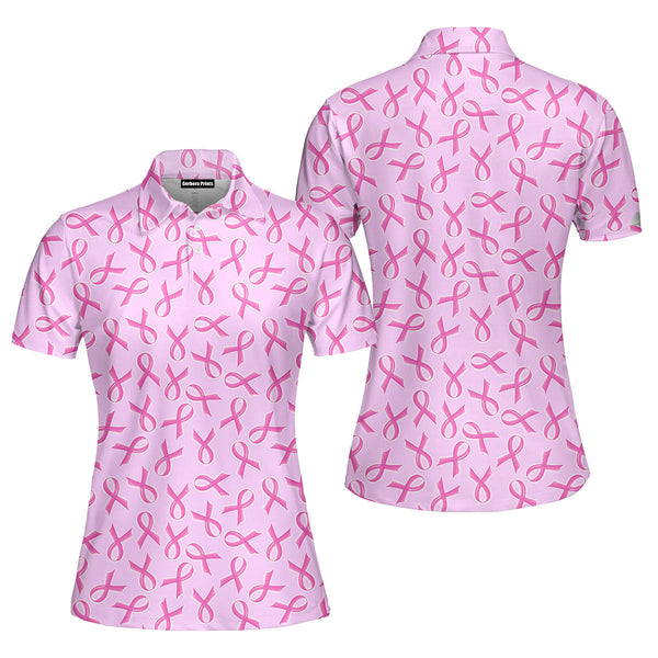 Pink Ribbon Polo Shirt For Women