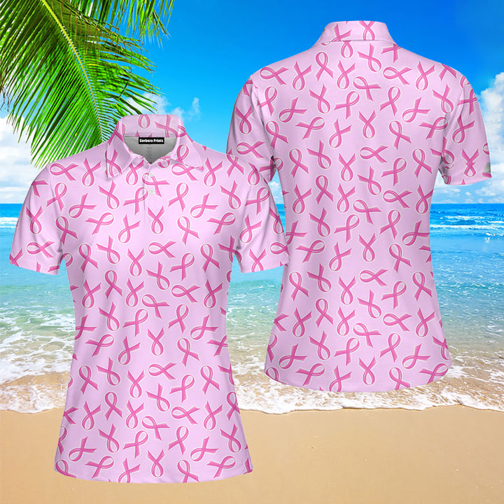 Pink Ribbon Polo Shirt For Women